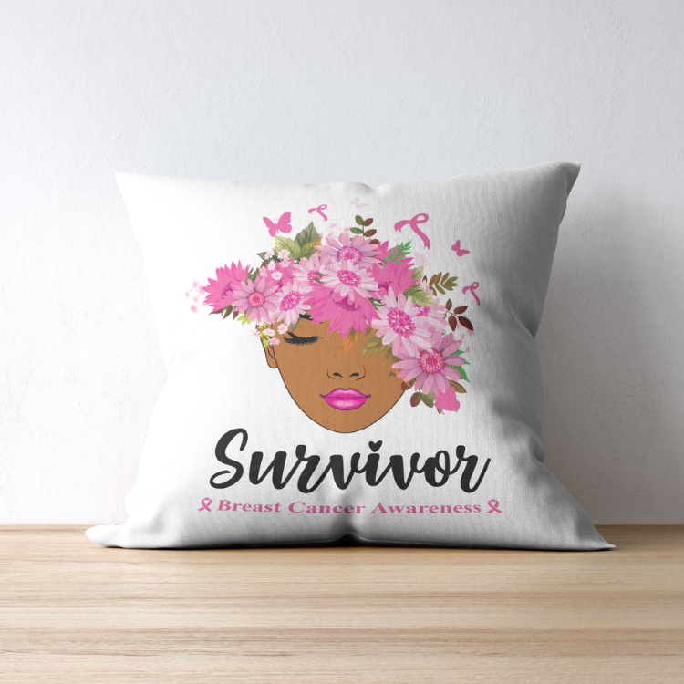 Floral Breast Cancer Survivor-Decorative Throw Pillow