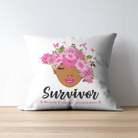 Floral Breast Cancer Survivor-Decorative Throw Pillow