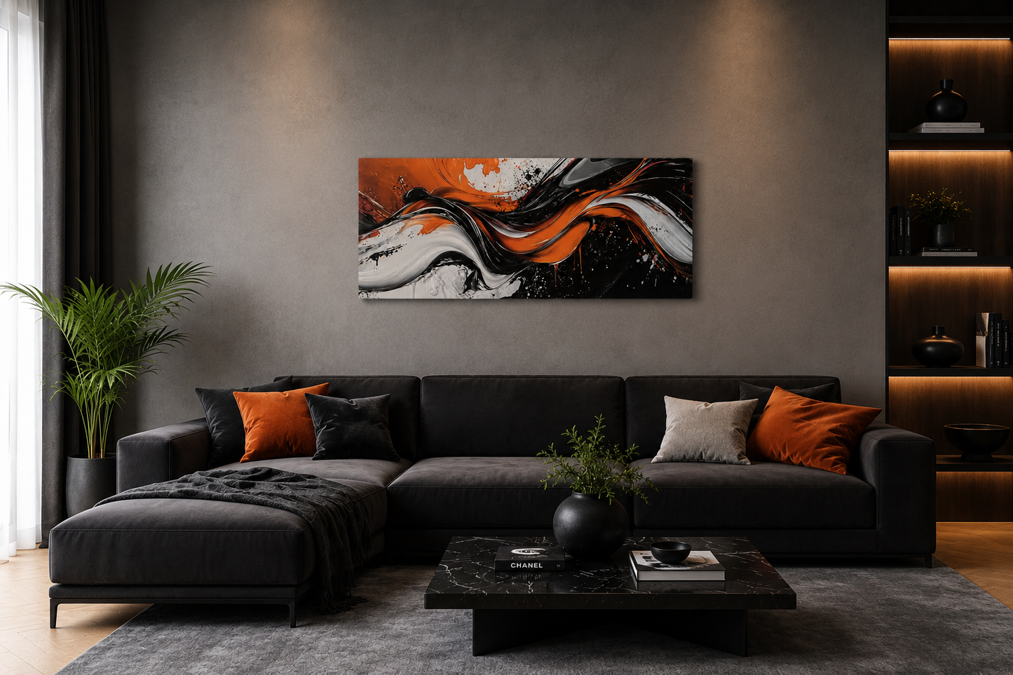 Modern Abstract Canvas Wall Art – 24" x 48" Gallery Wrapped Canvas